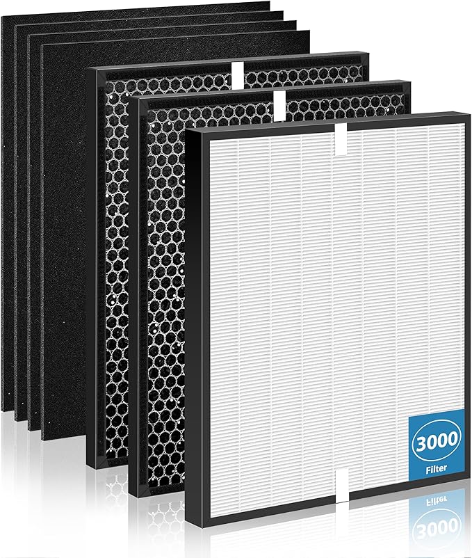 7 Pack 3000 Replacement Filter Compatible with Air doctor 3000 Air Purifi-er, with 1 main filter + 2 Activated Carbon filters + 4 Carbn Pre-Filters