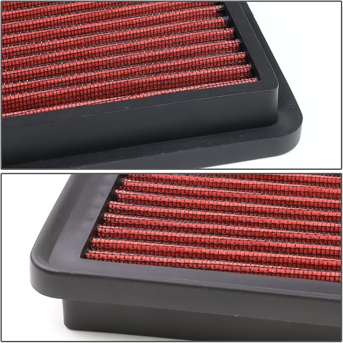 DNA Motoring AFPN-018-RD Clean Air Washable Drop In Panel Air Filter Enhance Engine Performance Power & Acceleration Improve [Compatible with 99-17 Chevy Suburban Silverado]