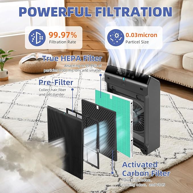 5510 5520 HEPA Toxin Absorbe Air Purifier Filter Q Replacement for Winix 5510 5520 Plasmawave Air Purifier H13 True HEPA Carbon Filter,# 1712-0123-00,2 Combon Set