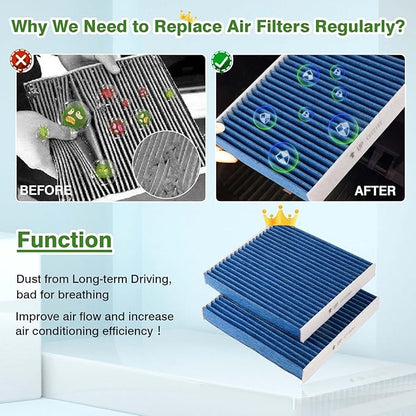 Cabin & Engine Air Filter Fits for Toyota Tundra 2014-2021 (5.7L 4.6L), Sequoia 2014-2021 (5.7L) Activated Carbon Cabin Filter Replacement CA11895 CF10285 Car Accessories