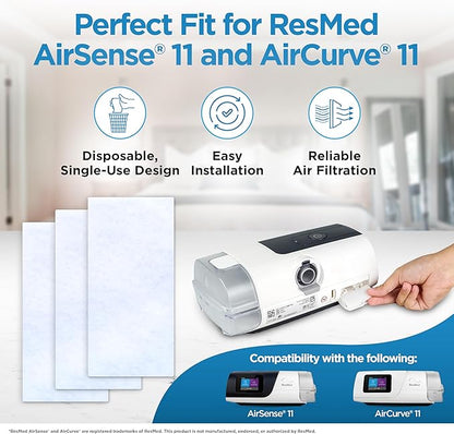 resplabs CPAP Filters Compatible with The ResMed AirSense 11 CPAP Machine, Standard Disposable Filter Replacements - 60 Pack