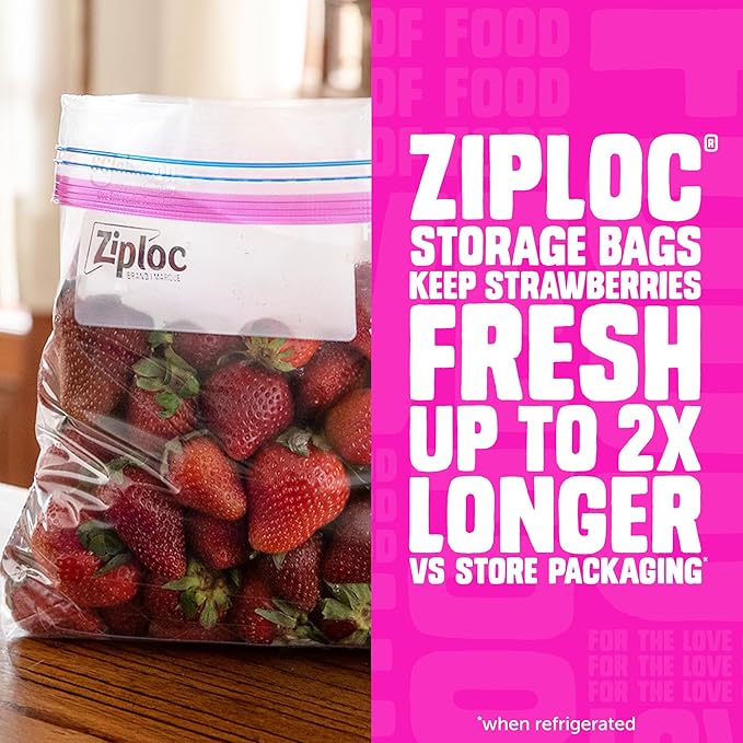 Ziploc Gallon Food Storage Bags, Stand-Up Bottom, Easy to Fill, 162 Count (Packaging May Vary)