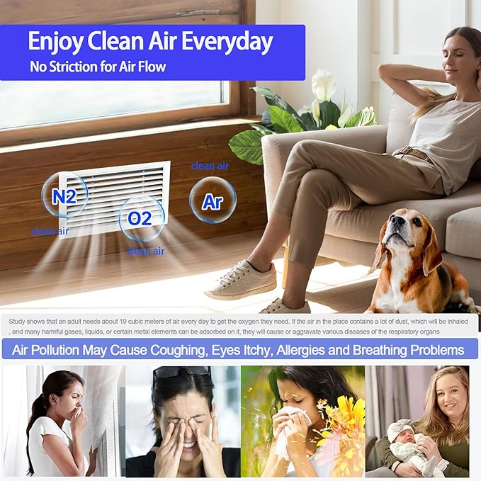 12x90 inches Air Vent Filters, Cut to Size(50+Filters) MERV 8 Electrostatic Floor Vent Filter for Floor Registers, RV, AC, Ceiling, Grilles and Wall HVAC Furnace Vents, 48PCs Adhesive Hook
