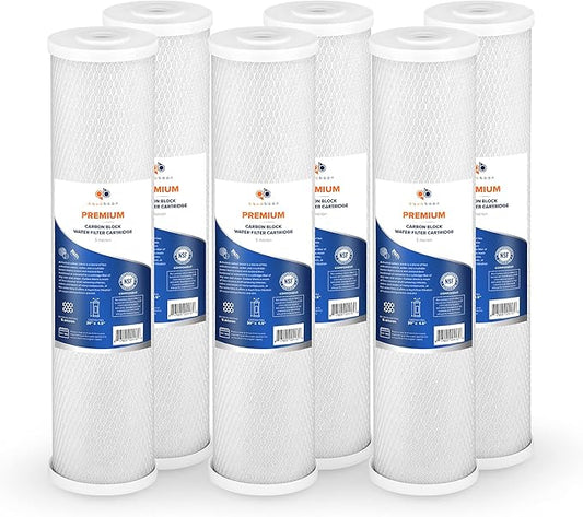 Aquaboon 5 Micron 20 x 4.5 Premium CTO Activated Carbon Water Filter Cartridge Replacement for Whole House Compatible with FC25B, EP-20BB, 6-PACK