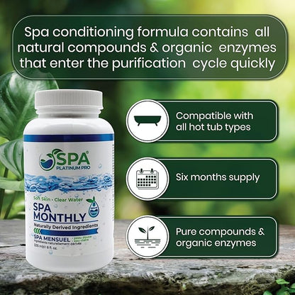 Spa Platinum Pro Natural Hot Tub Treatment – Fast Acting Cloudy Water Solution – Six Months Supply – Keep Spa Water Clear, Balanced & Fresh | Easy-to-Use Hot Tub Water Treatment – (8 oz x Pack of 6)
