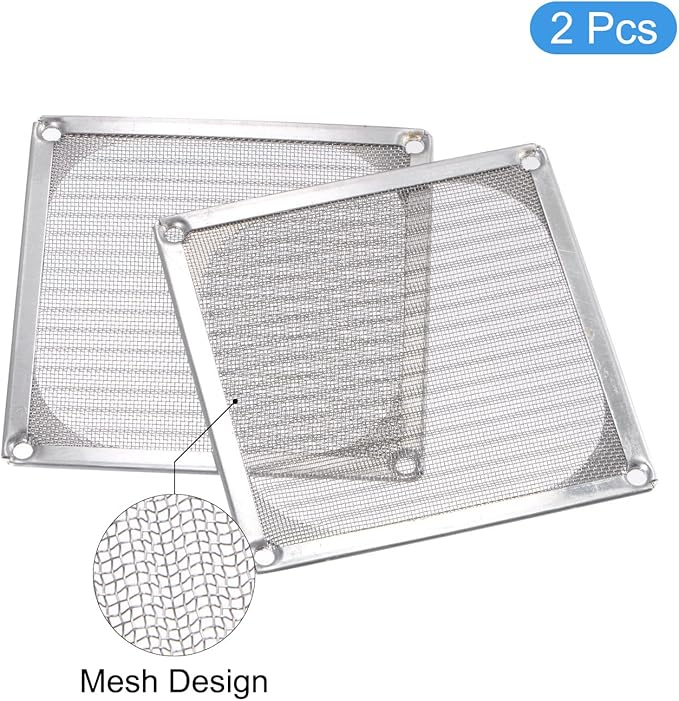 MECCANIXITY 92mm Computer Fan Filter Grills Stainless Steel Mesh Dustproof Case Cover for Computers, Pack of 2