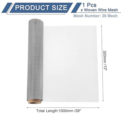 uxcell 20 Mesh 39" x 12" Woven Wire Mesh, 304 Stainless Steel Air Vent Filter Screen, Window Screen Mesh for DIY Projects Vents Cover Filtration Animals Fence