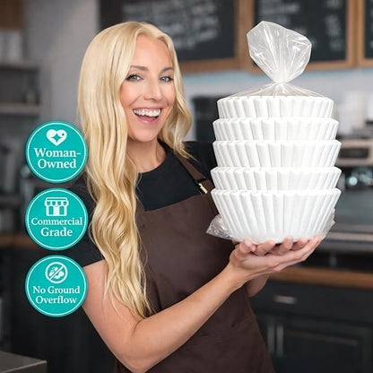 Katy’s Extra Large Commercial Coffee Filters (12.5” x 4.5”) for BUNN, Fetco & Curtis 1.5–3 Gallon Coffee & Tea Machines - Tall Walls, No Ground Overflow - Premium Filters for Businesses (Bulk Pack)