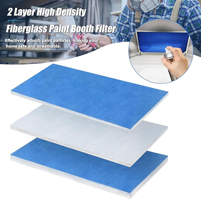U0U 8 Pieces Paint Booth Filters,Portable Spray Booth Filter, Paint Booth Exhaust Filters for Replace Airbrush Spray Booths Paint Booth (16x7.25inch/8pcs)