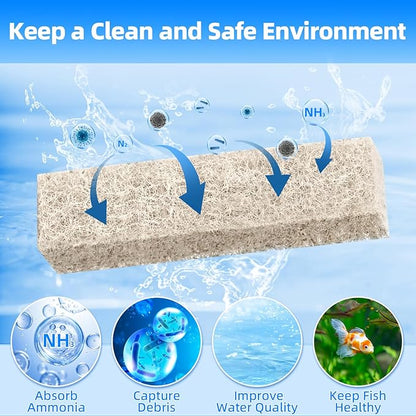 AQUANEAT 12-Pack Replacement Ammonia Reducer Pads Compatible with Aqueon QuietFlow 20 and 75 LED PRO Aquarium Power Filter