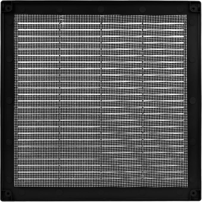 Vent Systems 10" x 10" - Pack of 2 - Black Plastic Soffit Vent Cover - Durable Flat Square Air Vent Grille with Mesh Screen - Weather Resistant Ventilation Grill - Wall & Ceiling, Indoor & Outdoor