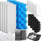 32 Pcs Aquarium Media Kit Compatible with Fluval 206/207 Canister Filter, Including Foam Pad, Water Polishing Pad, Activated Carbon, Ceramic Rings, Mesh Bags, Silicone Lube