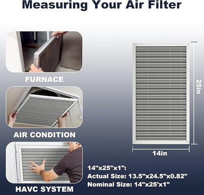 14x25x1 Reusable Air Filter, Electrostatic, Washable Lasts a Lifetime, Breathe Fresher Air in Home and Office HVAC AC Furnace Systems, Merv 8 (Actual Size: 13.5x24.5x0.82 Inch)