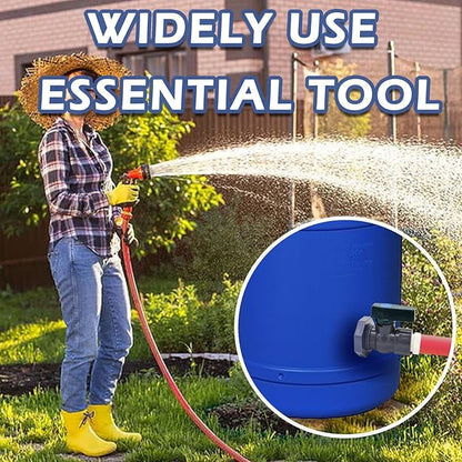 PVC Rain Barrel Diverter Kit Rain Barrel 3/4 Inch Spigot Kit with Bulkhead Fitting, Hose (25mm/1" + 16mm/0.63") Adapter, Hole Saw, Ball Valve, Clamps, Thread Seal Tape