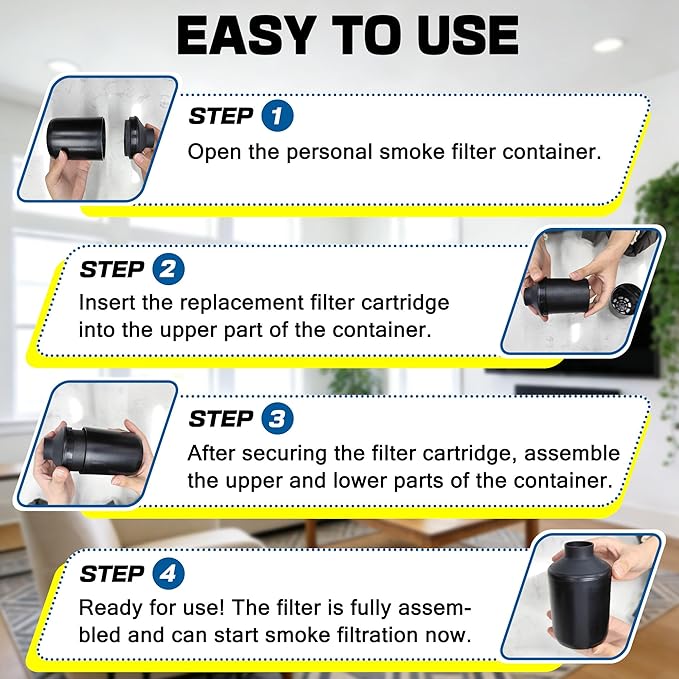 xcivi 2 Pack Replacement Filter Cartridges For Smoke Trap Personal Smoke Air Filter, Air Filter Replacement Cartridges for Personal Air Filter, Long Lasting 500+ Uses with Easy Exhale