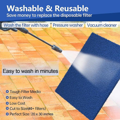 Reusable Air Filter 20x30,Washable Cut to Fit Furnace Filters,MERV 6 Replacement Filter for HVAC, RV, Washable Replacement Air Conditioner Filters, 24 PCs Hooks(Actual 20x30x0.7 in.)