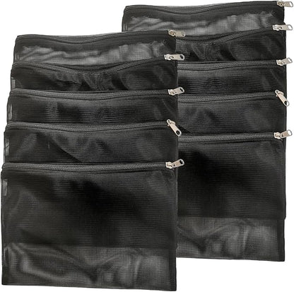10 Pcs 10" x 7" Aquarium Filter Media Bags, Fish Tank Media Mesh Filter Bags with Zipper, Black Mesh Reusable Bags for Activated Carbon, Ceramic Rings, etc.