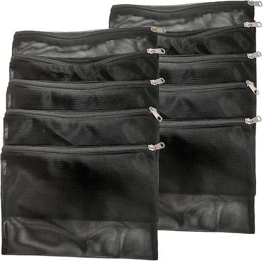 10 Pcs 10" x 7" Aquarium Filter Media Bags, Fish Tank Media Mesh Filter Bags with Zipper, Black Mesh Reusable Bags for Activated Carbon, Ceramic Rings, etc.