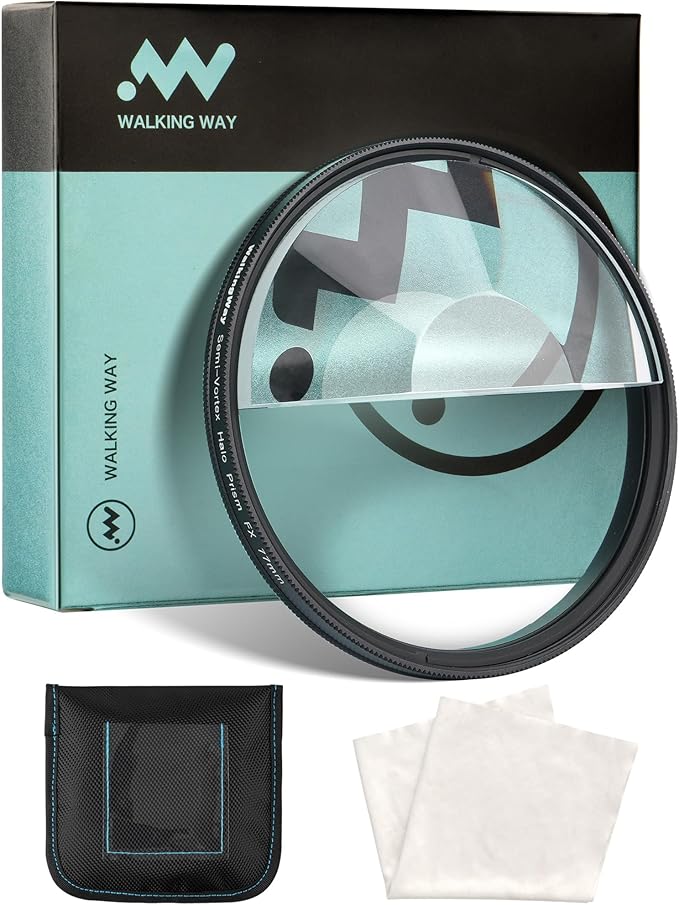 Walking Way 77mm Split Halo FX Prism Lens Filter, Rotating Half-Frame Blur & Halo Effect Filter for Portraits, Creative Photography & Video, Durable Optical Glass