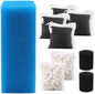 Aquarium Media Maintenance Kit Replacement for Fluval AC110 Power Filter, Includes 1 Blue Foam Filters, 2 Intake Strainer Sponge,2Pack Ceramic Rings and 4 Pack Activated Carbon