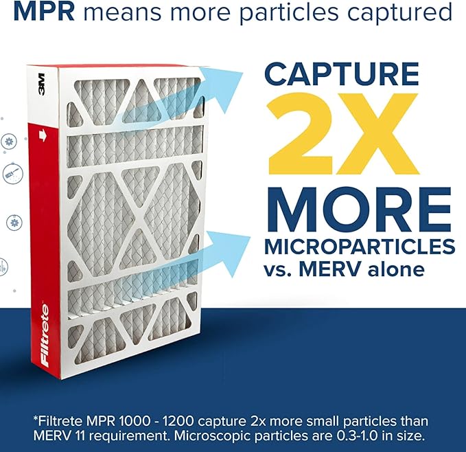Filtrete 16x25x4 AC Furnace Air Filter, MPR 1000, MERV 11, Fits Honeywell & Lennox, Allergen Defense, Electrostatic Air Cleaning Filter, 2-Pack (Actual Size 15.88x24.56x4.31 in)