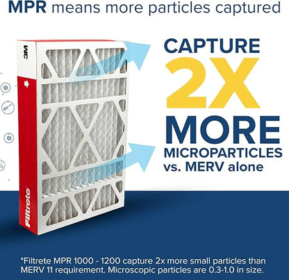 Filtrete 16x25x4 (SlimFit) AC Furnace Air Filter, MPR 1000, MERV 11, Allergen Defense, Electrostatic Air Cleaning Filter, 2-Pack (actual size 15.5 x 24.5 x 3.75 in)