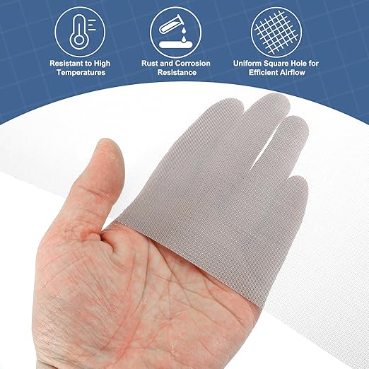 uxcell 40 Mesh 79" x 10" Woven Wire Mesh, 304 Stainless Steel Air Vent Filter Screen, Window Screen Mesh for DIY Projects Vents Cover Filtration Animals Fence