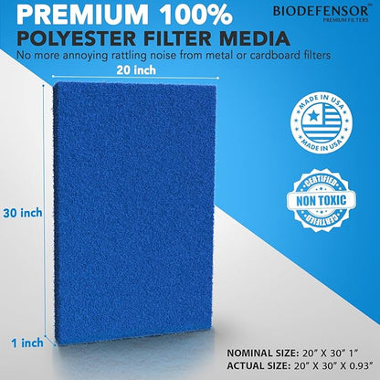 Biodefensor Reusable Air Filter 20x30x1, Made in USA - Cut to Fit Most Furnace, AC, HVAC Vent - Washable, Durable, Rigid Media - High Airflow Energy-Efficient, Includes Prep Pad & Hook Tape