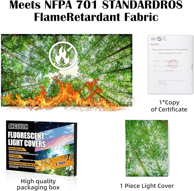 Fluorescent Light Covers - Classroom Covers for Ceiling Lights, 1 PCS 4 x 2 Feet Magnetic Light Filters, Classroom, Office Decor (Spring & Forest)