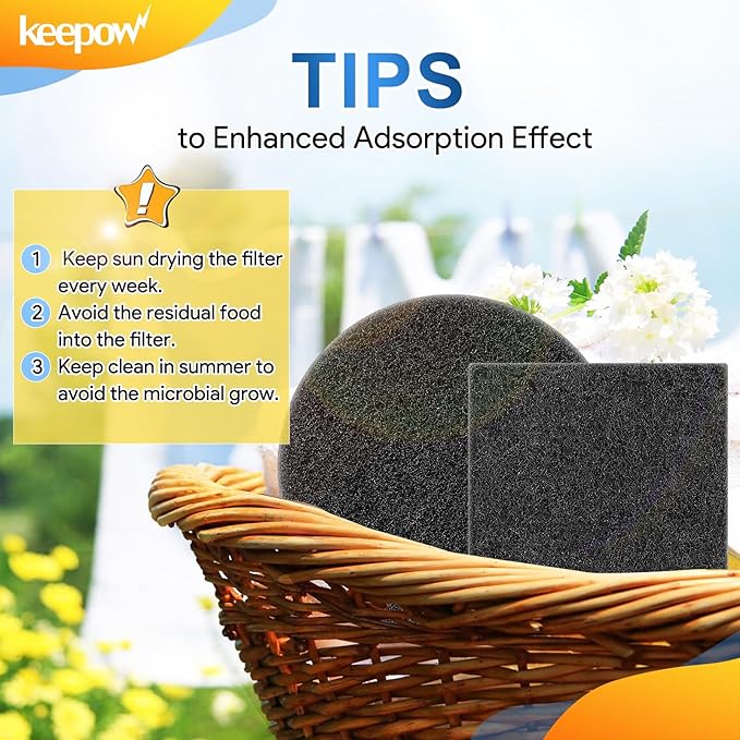KEEPOW 12 Pack Compost Bin Filter for Kitchen Compost Bin Pail, Charcoal Filters for Compost Bucket, Activated Carbon Filter for Compost Pail Counter Refill (6 Round + 6 Square)