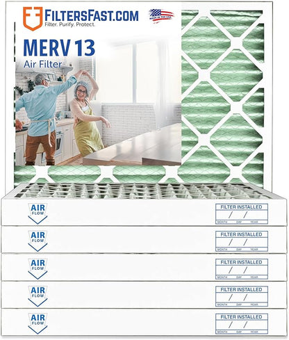 Filters Fast 15x20x2 Pleated Air Filter Merv 13, 2 Inch AC Furnace Air Filters, Made in the USA, Actual Size 14.5x19.5x1.75, 6 Pack