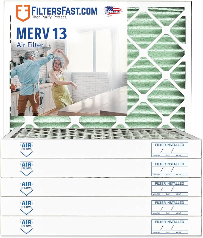 Filters Fast 14x20x2 Pleated Air Filter Merv 13, 2 inch AC Furnace Air Filters, Made in the USA, Actual Size 13.75x19.75x1.75, 6 Pack