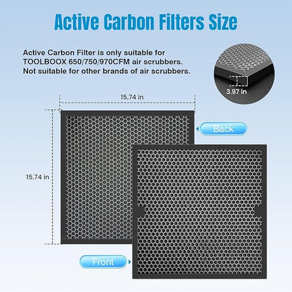 3 Packs Carbon Filter Replacement Set for TOOLBOOX 650/750/970CFM Air Scrubber