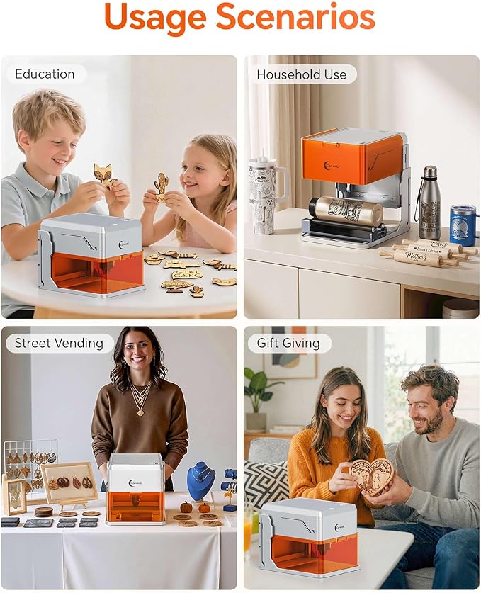 A1 Pro 10W Mini Laser Engraver with Camera, Portable Laser Engraver and Cutter Desktop Lazer Engraving Machine for Wood Leather Painted Metal Glass, Home DIY, Small Business, Class 1