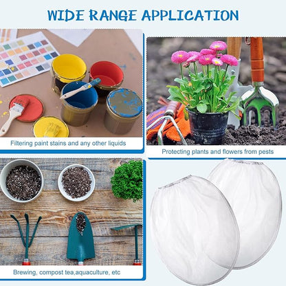 Paint Strainer Bags White Fine Mesh Filters Bag Bucket Elastic Opening Strainer Bags Hydroponic Paint Filter Bag for Paint Gardening (60 Pieces,1 Gallon)