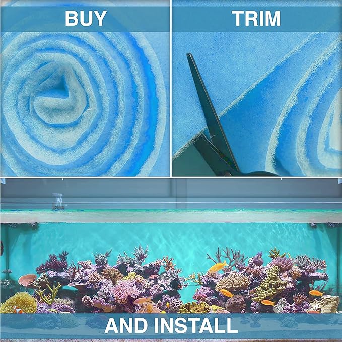 Big Kahuna Aquarium Filter Floss for Fish Tank Filters – Aquarium Filter Pad – 3/4-1 Inch Thick 12 Inch Wide 30 Feet Long - Media Roll for Healthy Water in Freshwater Aquariums or Marine Aquariums