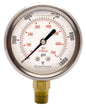 2-1/2" Oil Filled Pressure Gauge - Stainless Steel Case, Brass, 1/4" NPT, Lower Mount Connection, 0-10,000PSI