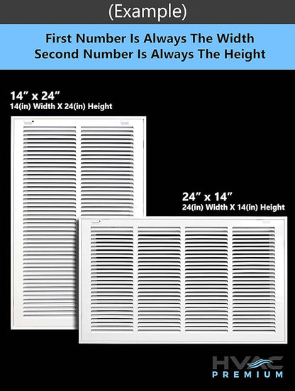 HVAC Premium 28 x 16 Duct Opening Steel Return Air Filter Grille, for 1-inch Filter, Removable Door, Flat Stamped HVAC Vent Cover Grille, Outer Dimensions 30.5 x 18.5