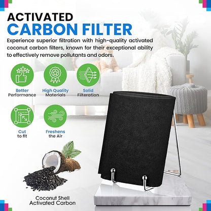 Cut to Fit Activated Carbon Filter Sheet 16” x 48” - Activated Carbon Air Filter for Air Purifiers Window AC Air Vent And More - Charcoal Filters Remove Odors & Freshens the Air (2-Pack)