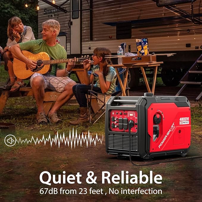 PowerSmart 4800-Watt Portable Inverter Generator with Electric Start, Super Quiet，Wheel Handle Kit, CO Protect, RV Ready, Parallel Capable Included, EPA Compliant