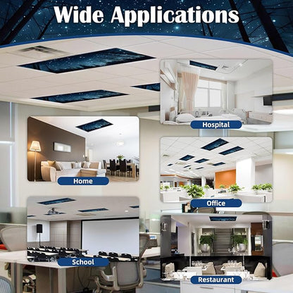Fluorescent Light Covers - Classroom Covers for Ceiling Lights, 1 PCS 4 x 2 Feet Magnetic Light Filters, Classroom, Office Decor (Forests & Starry Sky-2)