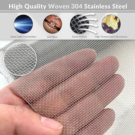 Heavy-Duty Stainless Steel Mesh Screen#18Mesh Wire Dia:0.23mm Size:48"x118"(122x300cm) 304 Stainless Steel Window Screen mesh