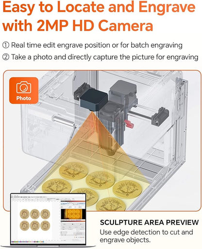 5W Desktop Laser Engraver with Camera, WiFi & AI, A1 Pro AA Beginner Smart Laser Engraver Machine for Home DIY, Beginners, Personal Gifts Engraves Wood/Leather/Paper/Glass/Food, Class 1