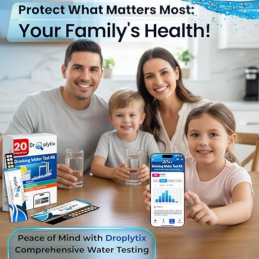 20-in-1 Drinking Water Test Kit with Mobile App, Lab-Precision Home Water Testing Strips for Tap and Well Water, Tests pH, Hardness, Lead, Iron, Chlorine, Nitrate, Fluoride, Heavy Metals