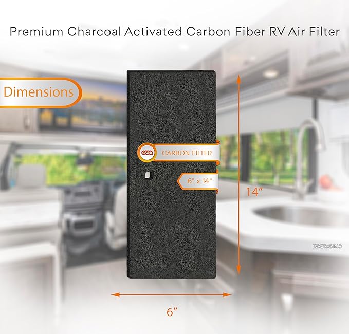 RV Premium Charcoal Activated Carbon Fiber Air Conditioner Filter - Air Duct AC Carbon Filter Replacement for RV AC Vent (4 Pack, 6" x 14")