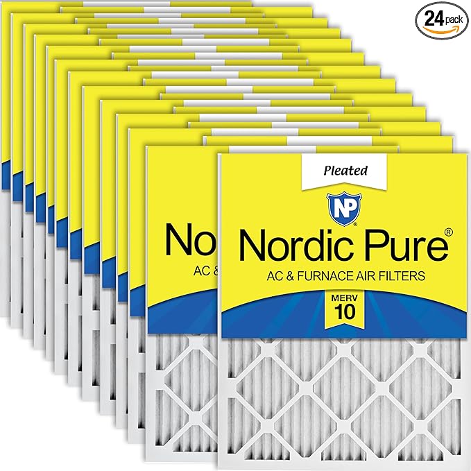 Nordic Pure 18x24x1 (Actual Size: 17 1/2 x 23 1/2 x 3/4) Pleated MERV 10 Air Filters 24 Pack