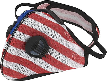 ASA TECHMED Reusable Dual Air Breathing Valve Face Mask Cover with Activated Carbon Filter (Patriotic Cycling)