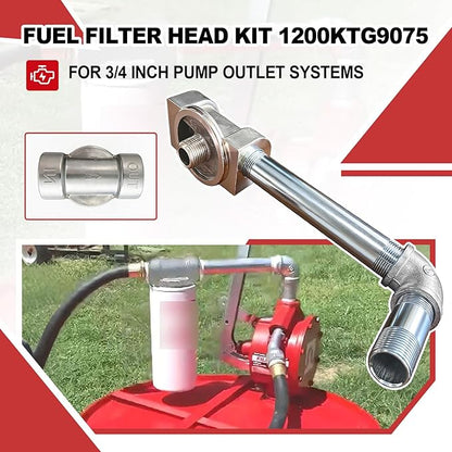 iFJF 1200KTG9075 Fuel Filter Head with 3/4” ST Elbow and 3/4 x 7” Aluminum Nipple Replacement for 1200KTF7018 Fuel Filter