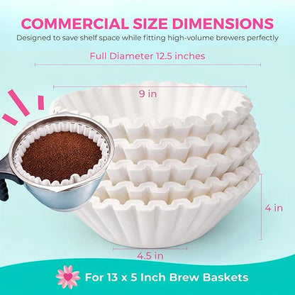 Katy’s Extra Large Commercial Coffee Filters (12.5” x 4.5”) for BUNN, Fetco & Curtis 1.5–3 Gallon Coffee & Tea Machines - Tall Walls, No Ground Overflow - Premium Filters for Businesses (Bulk Pack)
