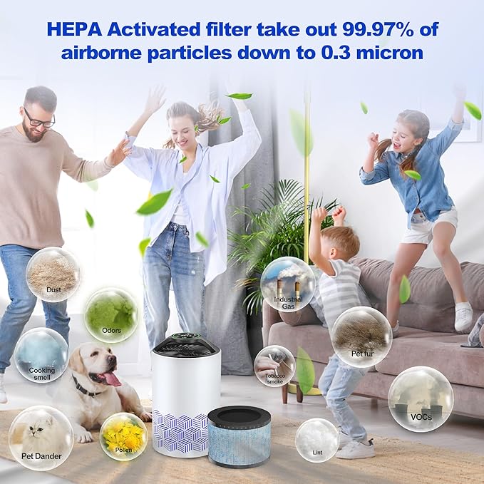 MK01 MK06 DH-JH12 Upgrade Replacement Filter, Compatible with Aroeve MK01 MK06, VOOPNU DH-JH12 and Kloudi DH-JH01,ToLife TZ-K1 Air Purifier (Upgrade-Blue 2pack)